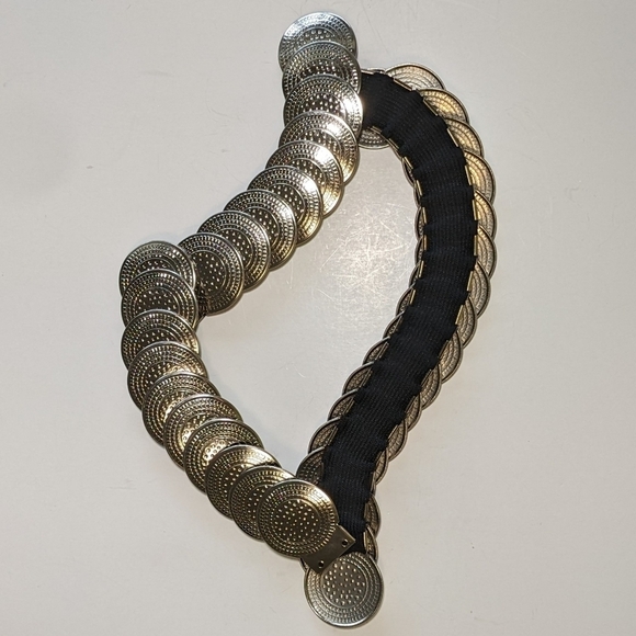 Statement silvertone medallion cinch belt sz S/M - Picture 5 of 8